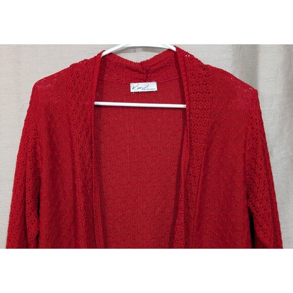Kim Rogers Women’s S/M Open Front Cardigan Sweater Red Holiday Christmas Comfy - Picture 8 of 12